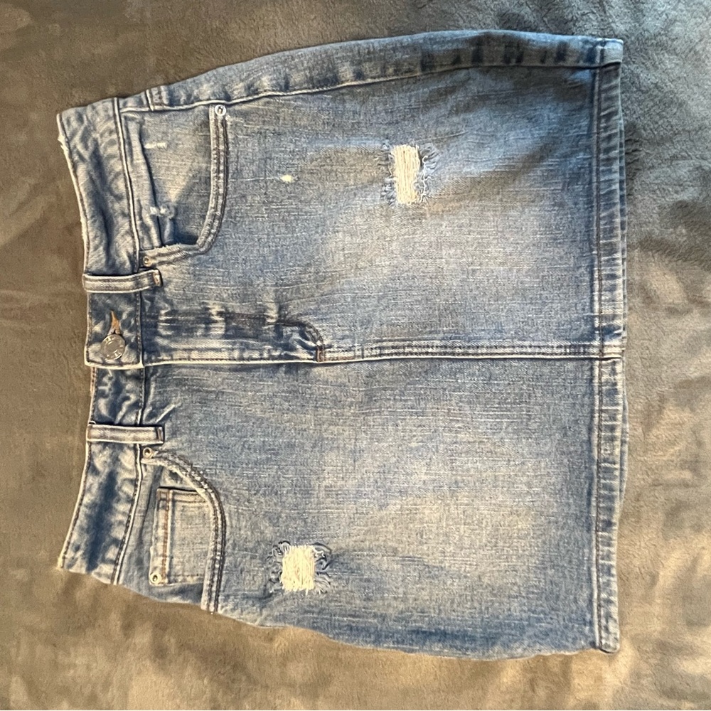 Garage denim pencil skirt